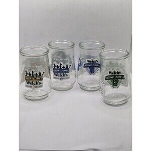 1994 Welch's Looney Tunes Glass Jelly Jars Glasses Set of 4